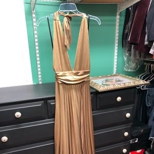 Bebe NWOT gold ankle length dress